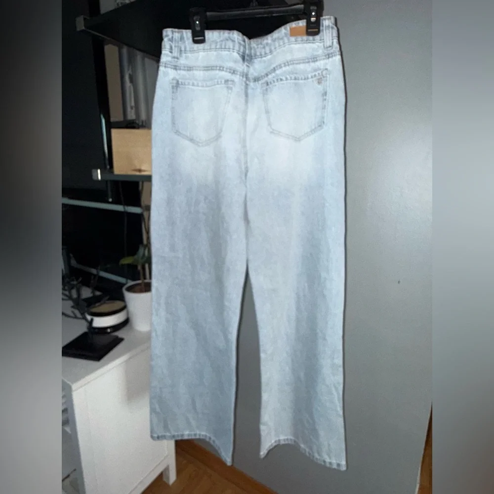 Justice Light Wash Straight-Leg Jeans with Pink Floral Embroidery